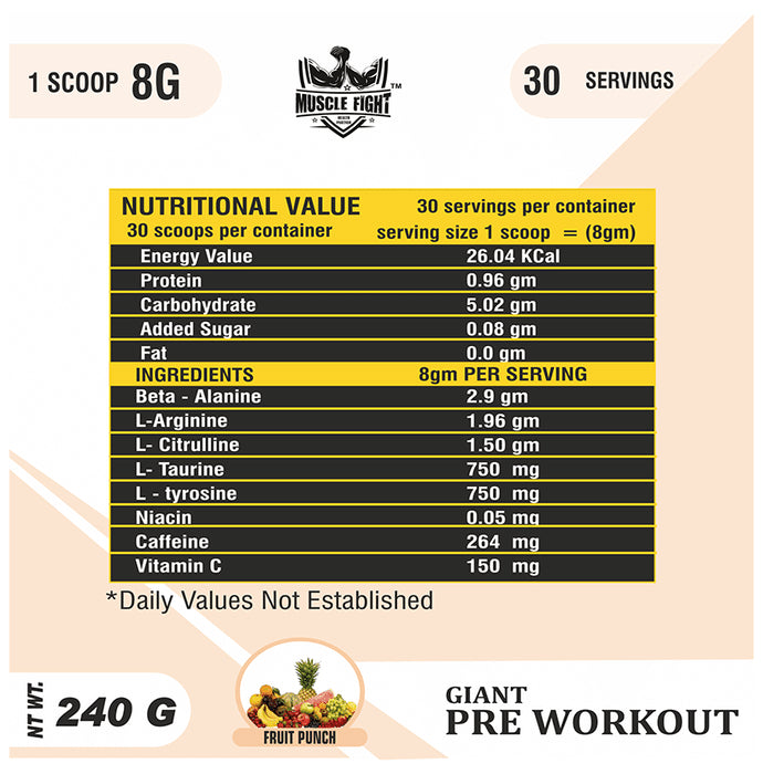 Muscle Fight Gold Giant Pre Workout Fruit Punch