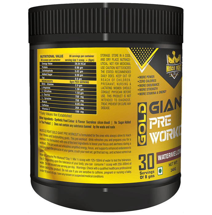 Muscle Fight Gold Giant Pre Workout Watermelon