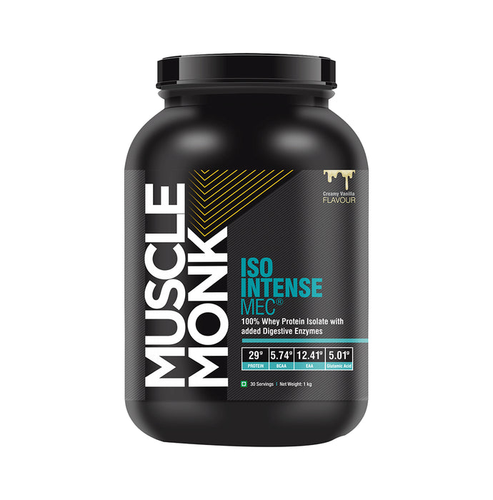 Muscle Monk Combo Pack of Iso Intense MEC 100% Whey Protein Isolate Creamy Vanilla 1kg & Creatine Monohydrate Unflavoured 100gm