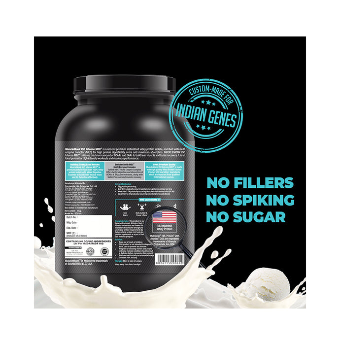 Muscle Monk Combo Pack of Iso Intense MEC 100% Whey Protein Isolate Creamy Vanilla 1kg & Creatine Monohydrate Unflavoured 100gm