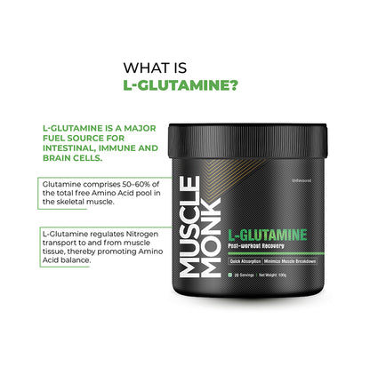 Muscle Monk Combo Pack of Whey Intense High Strength Whey Protein Blend Creamy Vanilla 1kg & L-Glutamine Unflavoured 100gm