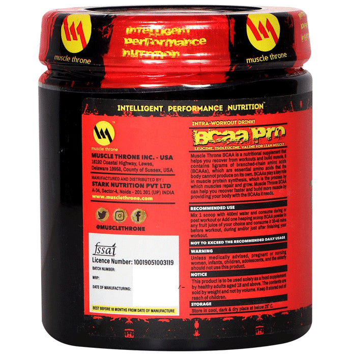 Muscle Throne L-Leucine Pre Workout BCAA Powder Black Currant