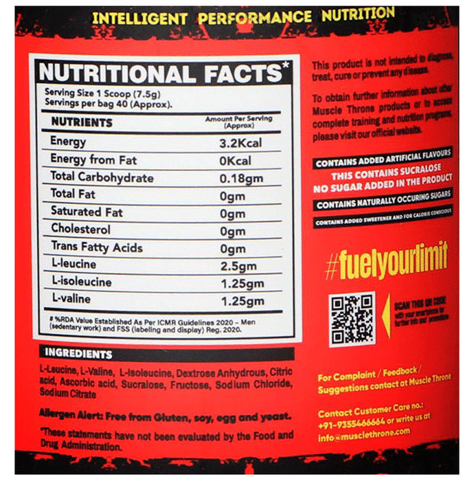 Muscle Throne L-Leucine Pre Workout BCAA Powder Black Currant