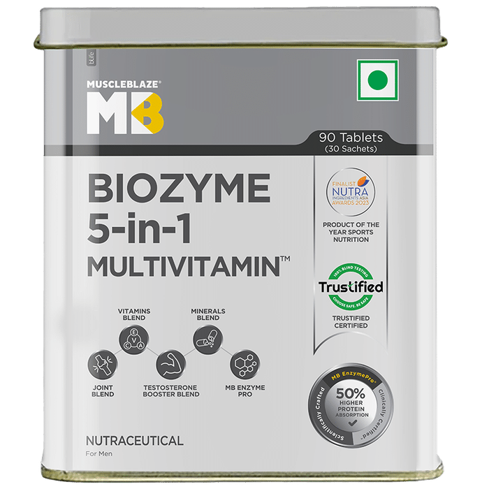 MuscleBlaze Biozyme Daily Multivitamin | With Joint & Testosterone Booster Blend | Tablet - Classic Derma