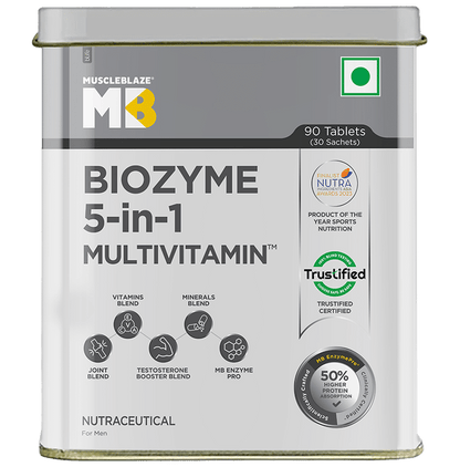 MuscleBlaze Biozyme Daily Multivitamin | With Joint & Testosterone Booster Blend | Tablet - Classic Derma