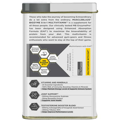 MuscleBlaze Biozyme Daily Multivitamin | With Joint & Testosterone Booster Blend | Tablet