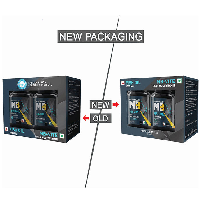 MuscleBlaze Combo Pack of Fish Oil 1000mg Capsule & MB-Vite Daily Multivitamin Tablet
