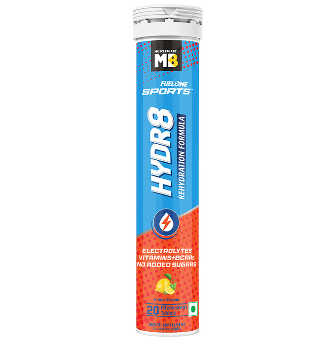 MuscleBlaze MB Fuel One Sports Hydr8 Rehydration Formula Effervescent Tablet Lemon - Classic Derma
