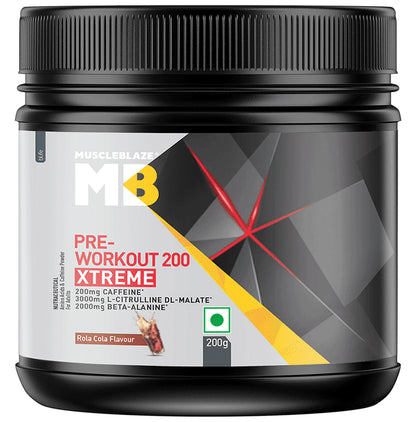 MuscleBlaze MB Pre-Workout 200 Xtreme Powder Rola Cola - Classic Derma