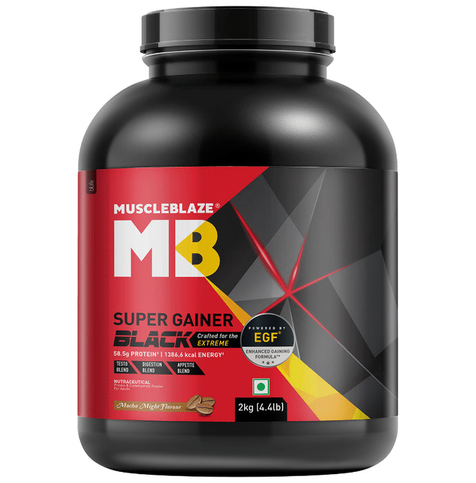MuscleBlaze Super Gainer Black Powder Mocha Might - Classic Derma