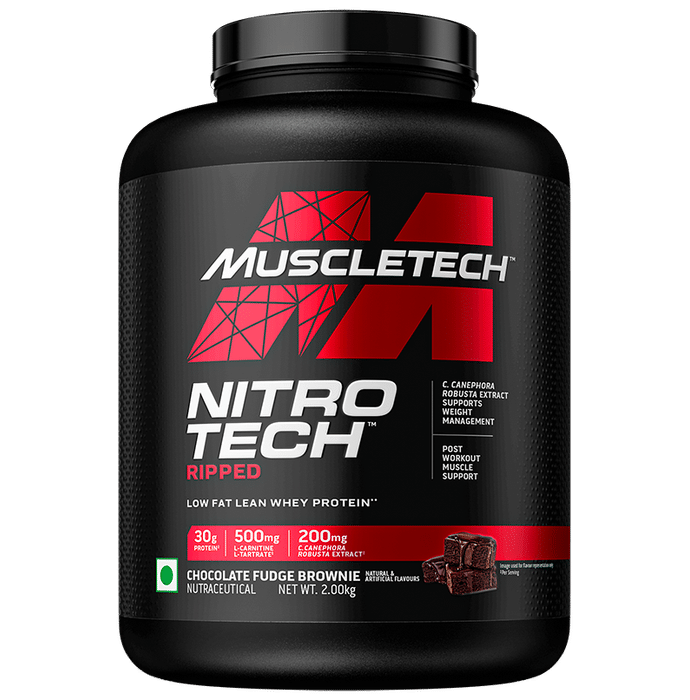 Muscletech Nitro Tech Ripped Powder Chocolate Fudge Brownie - Classic Derma