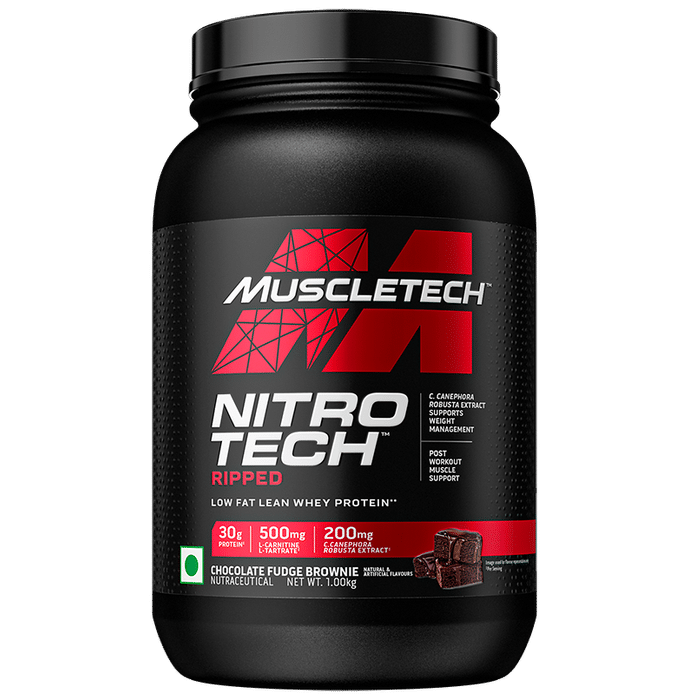 Muscletech Nitro Tech Ripped Powder Chocolate Fudge Brownie - Classic Derma