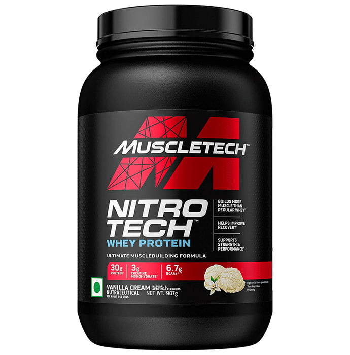Muscletech Nitro Tech Whey Protein Powder Vanilla Cream - Classic Derma