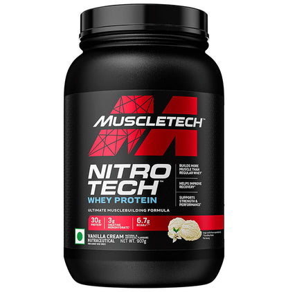 Muscletech Nitro Tech Whey Protein Powder Vanilla Cream - Classic Derma