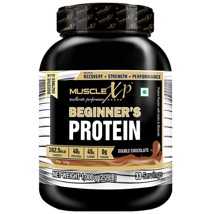 MuscleXP Beginner's Whey Protein with Digestive Enzymes Double Chocolate with Shaker