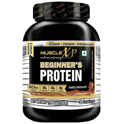 MuscleXP Beginner's Whey Protein with Digestive Enzymes Double Chocolate with Shaker
