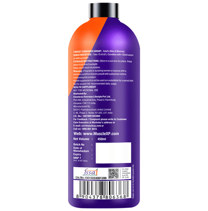 MuscleXP Liquid L-Carnitine 1500 Metabolic Energizer (450ml Each) Orange