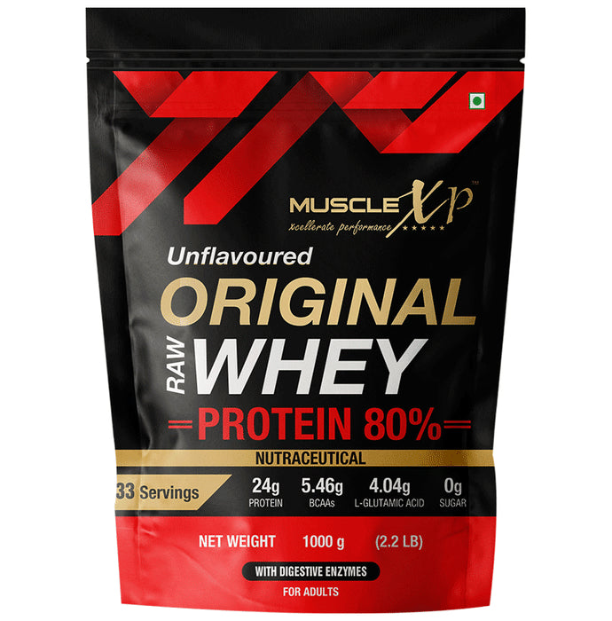MuscleXP Raw Whey Protein 80% Powder (1000gm Each) Unflavoured