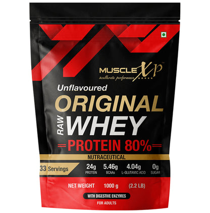 MuscleXP Raw Whey Protein 80% Powder (1000gm Each) Unflavoured