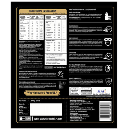 MuscleXP Raw Whey Protein 80% Powder (1000gm Each) Unflavoured
