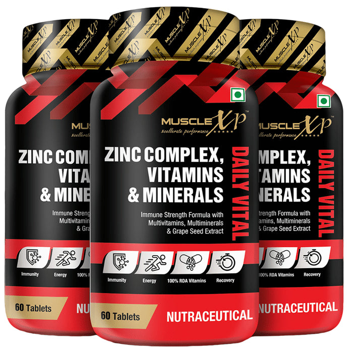MuscleXP Zinc Complex Vitamins & Minerals Daily Vital Tablet (60 Each) - Classic Derma