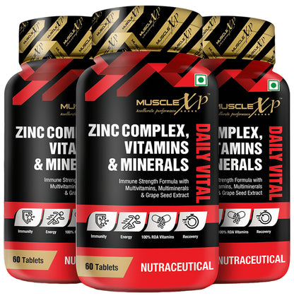 MuscleXP Zinc Complex Vitamins & Minerals Daily Vital Tablet (60 Each) - Classic Derma