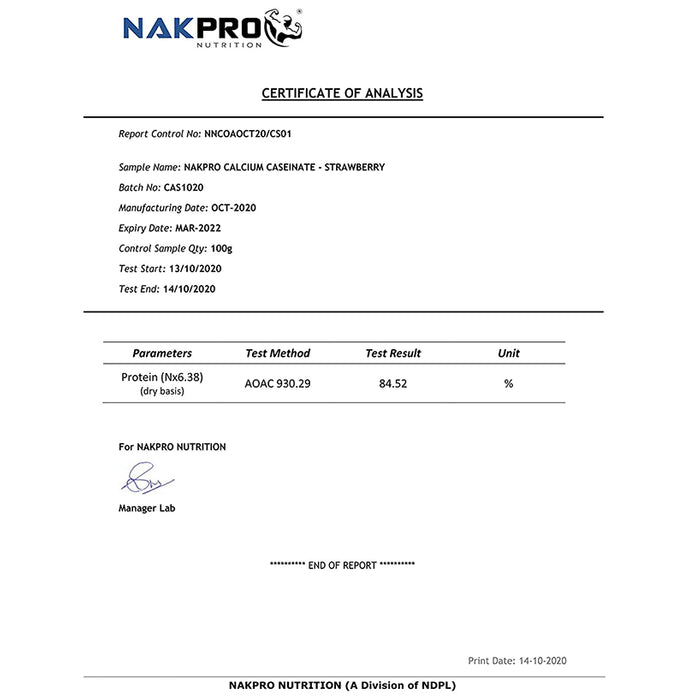 Nakpro Nutrition Calcium Caseinate Protein Powder Strawberry