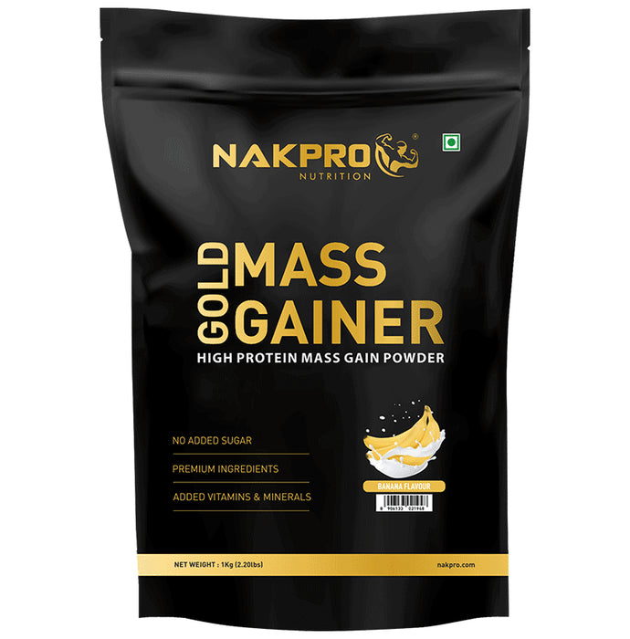 Nakpro Nutrition Gold Mass Gainer Powder Banana - Classic Derma