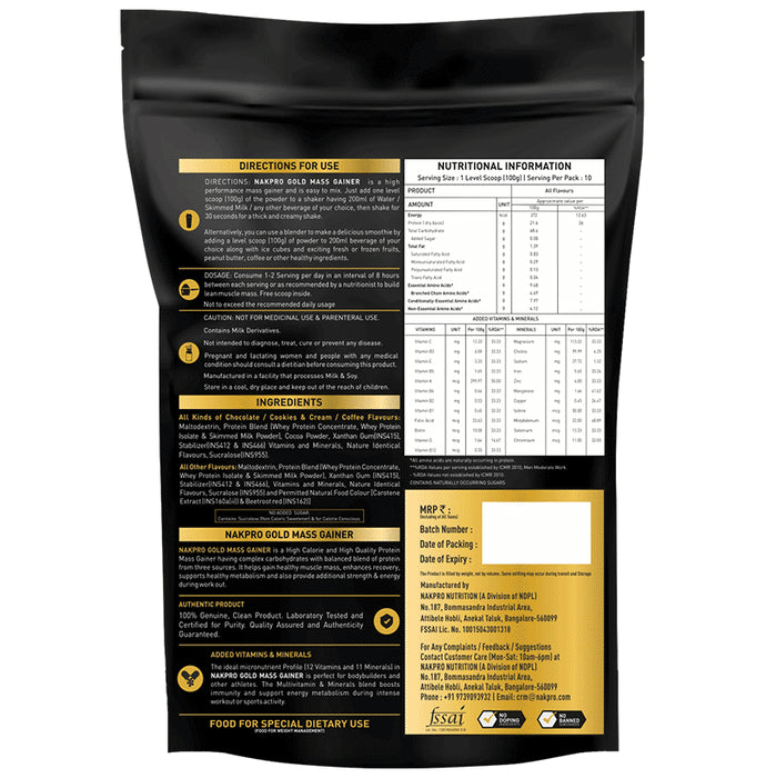 Nakpro Nutrition Gold Mass Gainer Powder Banana
