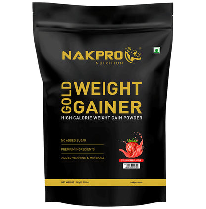 Nakpro Nutrition Gold Weight Gainer Powder Strawberry - Classic Derma