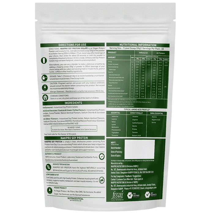 Nakpro Nutrition Vegan Platinum Soy Protein Isolate Unflavoured