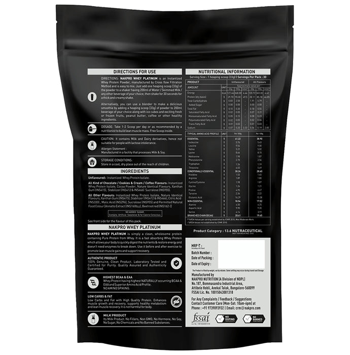 Nakpro Nutrition Whey Platinum Protein Isolate for Muscle Recovery | Flavour Strawberry