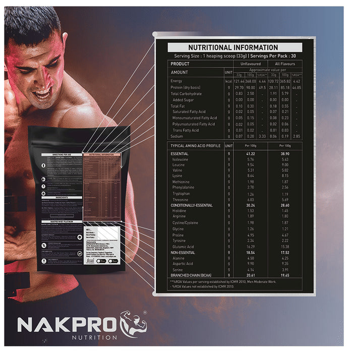 Nakpro Nutrition Whey Platinum Protein Isolate for Muscle Recovery | Flavour Strawberry