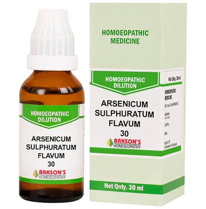 Bakson's Homeopathy Arsenicum Sulphuratum Flavum Dilution 30 - Classic Derma