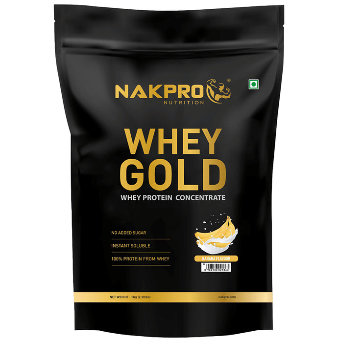 Nakpro Nutrition Whey Protein Gold for Muscle Support | Flavour Banana - Classic Derma