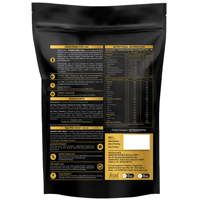 Nakpro Nutrition Whey Protein Gold for Muscle Support | Flavour Banana