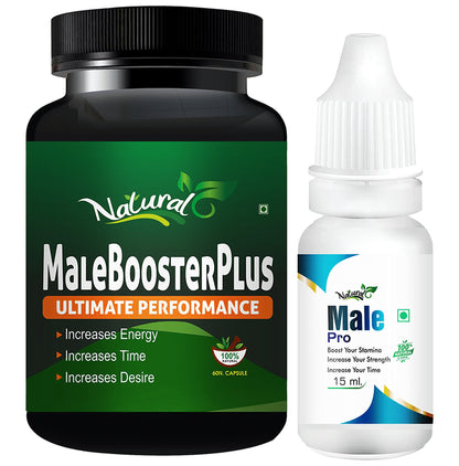Natural Combo Pack of Male Booster Plus 60 Capsules & Male Pro 15ml - Classic Derma