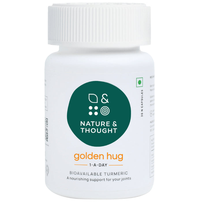 Nature & Thought Golden Hug Turmeric Capsule for Joint Support & Immunity with TurmXTRA & Antioxidants - Classic Derma
