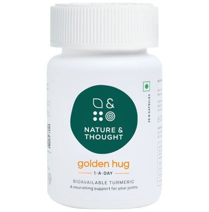 Nature & Thought Golden Hug Turmeric Capsule for Joint Support & Immunity with TurmXTRA & Antioxidants - Classic Derma