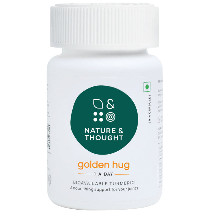 Nature & Thought Golden Hug Turmeric Capsule for Joint Support & Immunity with TurmXTRA & Antioxidants - Classic Derma