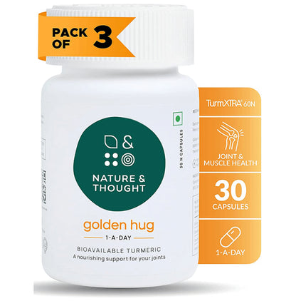 Nature & Thought Golden Hug Turmeric Capsule for Joint Support & Immunity with TurmXTRA & Antioxidants