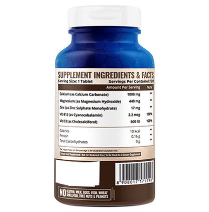 Nature Life Nutrition Calcium+Magnesium+Zinc D3 & B12 Vegetarian Tablet