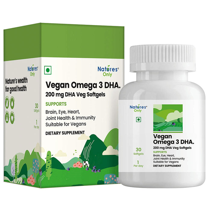 Natures Only Vegan Omega 3 DHA 200mg Veg Softgel - Classic Derma