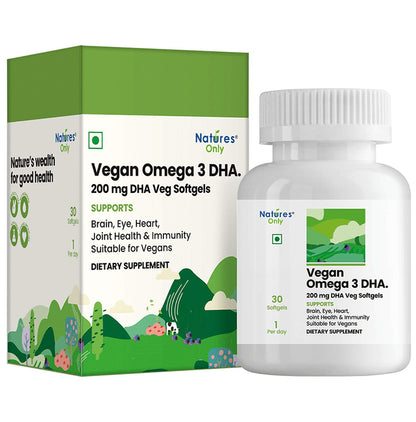 Natures Only Vegan Omega 3 DHA 200mg Veg Softgel - Classic Derma