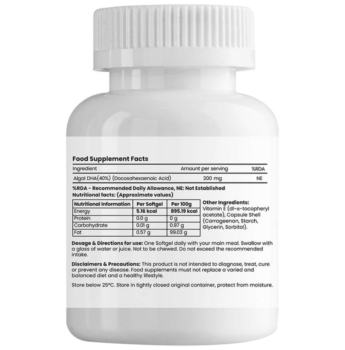 Natures Only Vegan Omega 3 DHA 200mg Veg Softgel