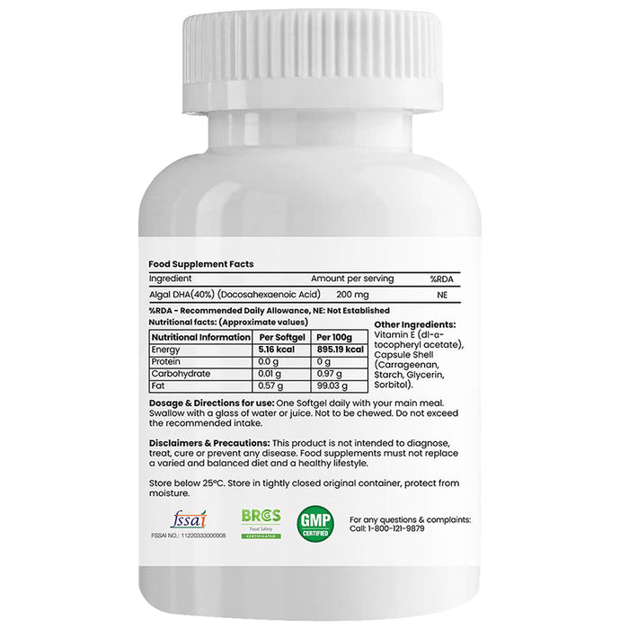 Natures Only Vegan Omega 3 DHA 200mg Veg Softgel