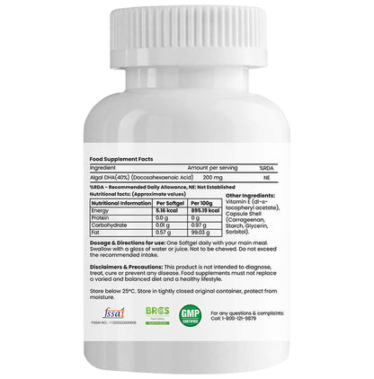 Natures Only Vegan Omega 3 DHA 200mg Veg Softgel