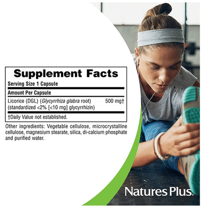 Natures Plus Herbal Actives Licorice (DGL) 500mg Vegan Capsule (60 Each)