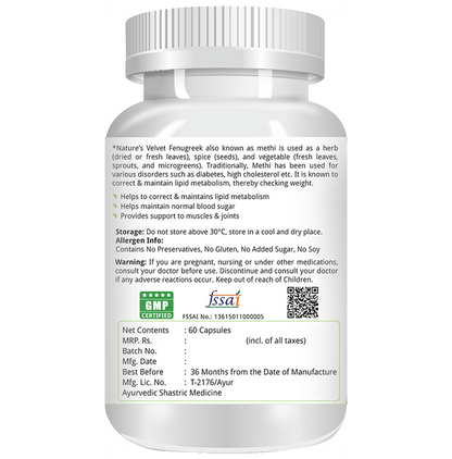 Nature's Velvet Fenugreek Pure Extract 500mg Capsule