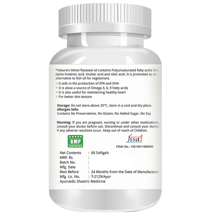 Nature's Velvet Flaxseed Oil 1000mg Capsule